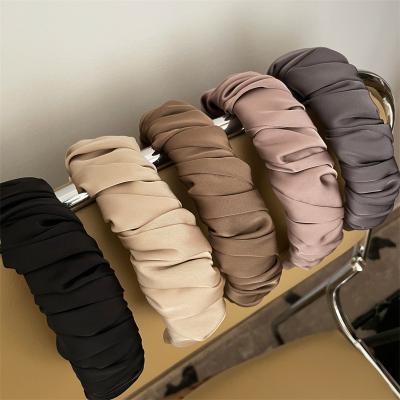 China RARA New Fashion Women Hair Accessories Fabric Good Quality Simple Stain Pleated Scrunchies Headband for sale