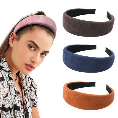 China Wholesale Women's Wide Headband RARA Fashion Women's Hair Band Accessories Wide Simple Sponge Suede Cloth Hair Band Headband for sale