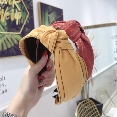 China Korean fashion women's headband RARA hot sale fashion women's hair accessories fabric overflow solid color denim knotted headband for sale