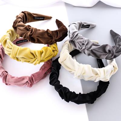 China Fashion Women's RARA Headband Fashion Hot Selling Women Solid Color Simple Cloth Pleated Headband Hair Accessories for sale