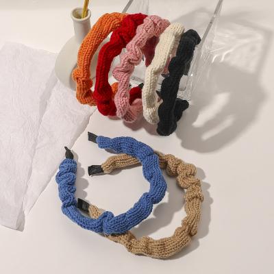 China RARA Fashion Korean Autumn Winter Scrunchies Solid Color Hair Accessories Knit Headband For Women for sale