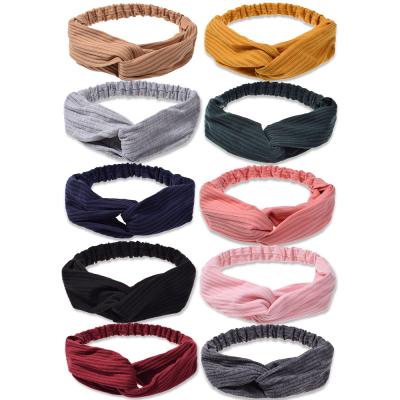 China Elastic Hair Band RARA Korea Style Hot Sale Solid Color Knit Suede Cross Knot Twist Headband Wash Face Headband Hair Accessories for sale