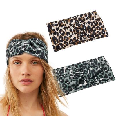 China RARA 12cm Women's Sport Hair Band Yoga Headband Hair Band Soft Print Elastic Wide Leopard Elastic Hair Band for sale