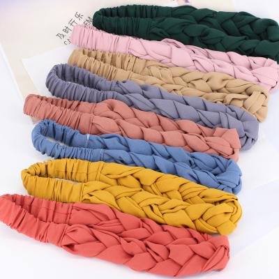 China Fashion Women Headband RARA Korean Fashion Ins Twisted Braid Cloth Elastic Hair Band Solid Color Designer Wig Headband For Women Girls for sale