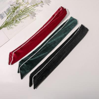 China RARA Fashion Vintage Velvet Korean Green Women Wash Face Hair Band Bow Headband for sale