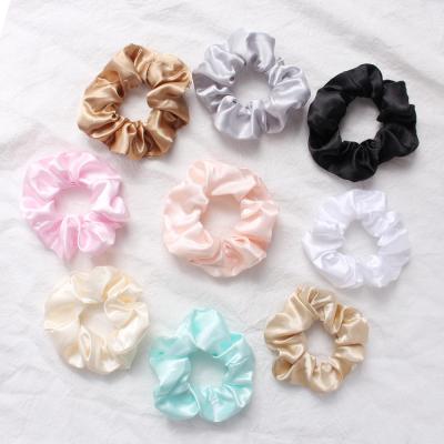 China Wholesale Women Hair Scrunchies RARA Custom Hair Aceessories Elastic Hair Ties Solid Color Satin Women Scrunchies for sale