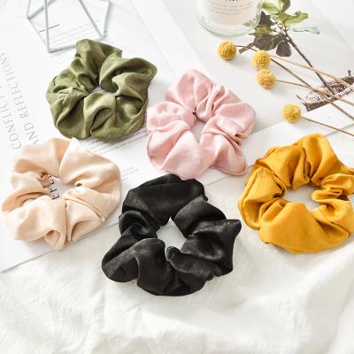 China Wholesale cheap tie solid color hair scrunchies satin scrunchies fashion women elastic hair scrunchies RARA color hair scrunchies for sale