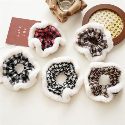 China Korean Hair Accessories Women's Winter Retro RARA Fashion Plush Elastic Hair Scrunchies for sale