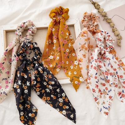 China RARA Women's Hair Scrunchies Wholesales Fashion Hair Accessories Women's Fabric Cheap Flower Scarf Hair Ties Scrunchies Long for sale