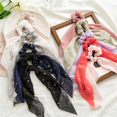 China RARA Women Hair Scrunchies Fashion Elastic Women Hair Ties Hair Accessories Ponytail Holders Star Chiffon Scarf Scrunchies for sale