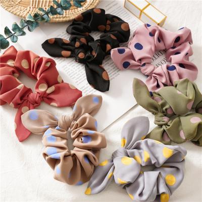 China Wholesale Women's Hair Scrunchies RARA Fashion Women's Hair Accessories Cloth Elastic Hair Ties Dots Hair Scrunchies for sale