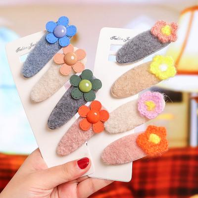 China Wholesale Korean Multiple Colors Fabric RARA Girls Cute Soft Plush Flower Hair Clips Accessories for sale