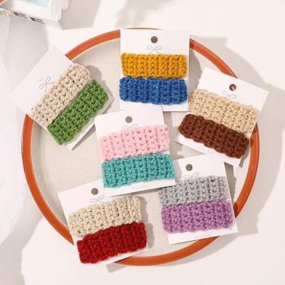 China RARA Fashion Girls Hair Decoration Sweet Korean Winter Hair Accessories Sweet Cute Candy Color Knitted Hair Clips Set for sale