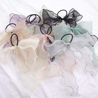 China Fashion Organza Fabric RARA Women Korean Cute Hair Accessories Fairy Mesh Elastic Hair Bands Hair Ties For Girls for sale