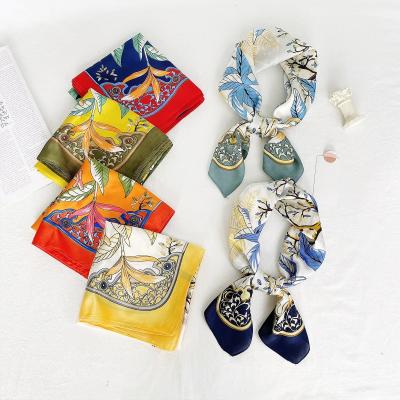 China RARA Luxury Silk Custom Printed Large Square Scarfs Summer Woman Long Satin Square Hijab Scarf Personalized Silk Hijab Scarf for sale