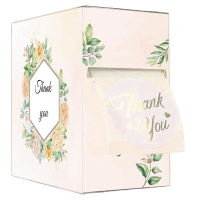 China Custom Heat Sensitive Thank You Paper Sticker Box Recycled Cardboard Folding Paper Thank You Sticker Box for sale