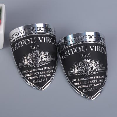 China High Quality Waterproof Metal Wine Label Bakery Process Red Wine Label Screen Printing Stainless Steel Aluminum Brand for sale