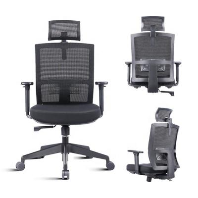 China (Size) 2022 Adjustable 3 Position Swivel Base Mesh Back Ergonomic Synchronous Tilting Nylon Executive Staff Office Chair for sale