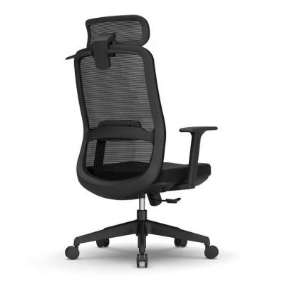 China Wholesale Ergonomic (Waist) Chair High Mesh Back Nylon Feet Fixed Arm Adjustable Commercial Black Desk For Project for sale