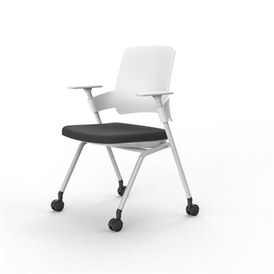 China Foldable BIFMA Approved Black PP School Office Conference Meeting Training Chair With Notebook Casters for sale