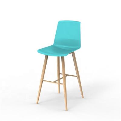 China Strong Plastic PP Chair Factory PP Seat Metal Printed Wooden Legs Sneak Chair For Bar Restaurant for sale