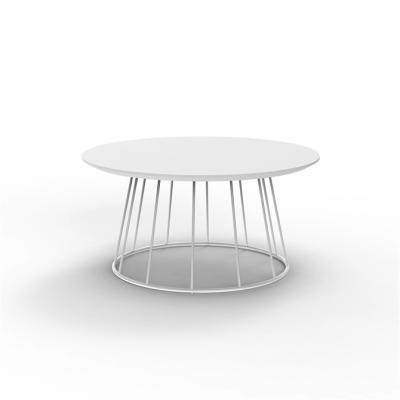 China Top is MDF in powder coated stripe top metal base Round Side End Small Corner Table white MDF in stock for sale