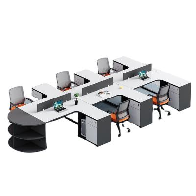 China Convertible Creative Open L Shaped Workstation 2-4 Staff Office And Chair Combination Workstation for sale