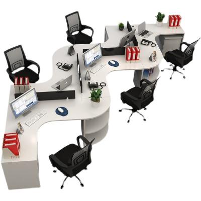 China Modern Convertible Combination Office 4 Person Computer Desk Corner Staff Screen L-type Table L-type Table for sale