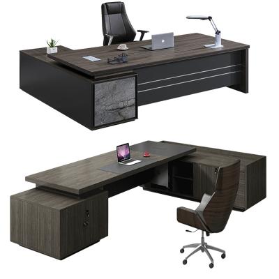 China Top Selling Convertible L Shape Chair Boss Table Wooden MDF Office Table Large Office Furniture Office Table Wood Executive Desk for sale