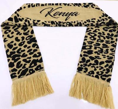 China Hot Sale Long Custom Knitted Jacquard Embroidery Women Men Winter Fan Football Soccer Scarf With Tassel for sale