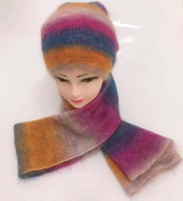 China Custom Soft and Warm Wool Mohair Women Winter Beanie Gloves Nylon Hat and Scarf Set for sale