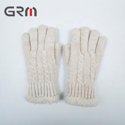 China New Design Striped Kids Knitted Velvet Gloves Hand Wearing Gloves GRM-KG-003 for sale