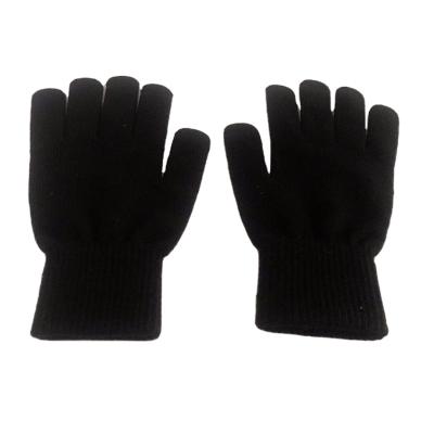 China Warm Winter Comfortable Men's Black Plain Inside Brush 3 Fingers Touch Screen Knitted Cotton Hand Gloves for sale