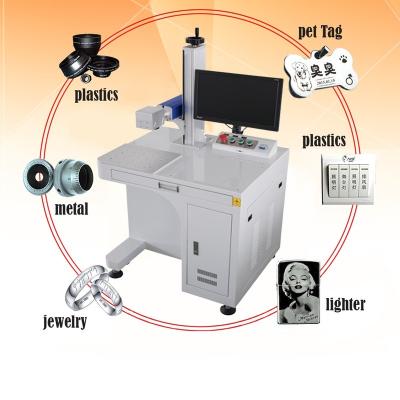 China Professional Pulsed Mode Desktop Fiber Laser Marking Machine for Outlet Cattle Animal Ear Tag Bird Pigeon Ring Printing for sale