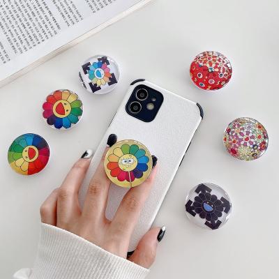 China Adjustable Sunflower Pattern PVC Cell Phone Holder Air Cushion Holders Grips for sale