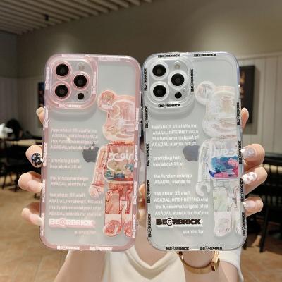 China Double Sided Cartoon Bear Trend Silicone Fashion Street Shockproof Shockproof For iPhone 11 Case Cartoon 11 12 13 mini X XR XS pro 7 8 Max for sale