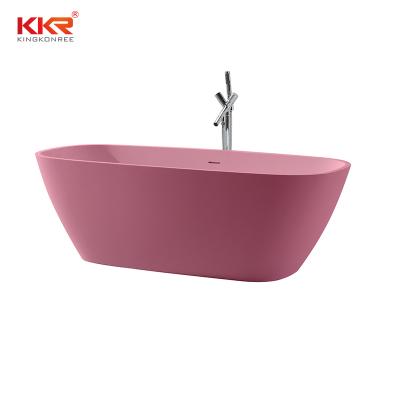 China soft & KKR Design Stone Design Smooth Elegant Solid Pink Artificial Stone Bathtub Freestanding Bathtub for sale