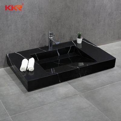 China Modern Wholesale Textured Luxury Solid Marble Exterior Wall Hung Bathroom Vanity Sink for sale