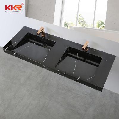 China Modern Cement Gray Wall Hung Vanity Basin Bathroom Sink Solid Stone Wall Hung Basin for sale