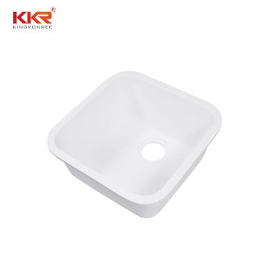 China Stain Resistance KKR Solid Surface Under Mount Sink Seamless Jointed With Stone Countertops Wash Sink for sale