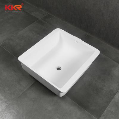 China Stain Resistance Acrylic Bathroom Solid Surface Under Sink Mounted For Under Sink Worktop Double Surface Solid Undermount Bathroom Sink for sale