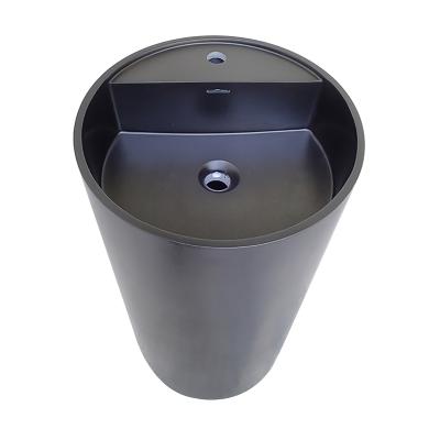 China soft & Wash Sink Smooth Round Shape Pedestal Sink Durable Solid Outdoor Toilet Putting Floor Basin for sale