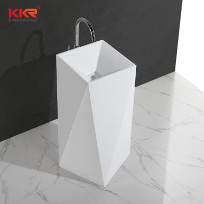 China soft & Smooth Artificial Stone Basin Sink Solid Pedestal Outdoor Hand Freestanding Basin With Good Price Wash Hand Basin Pedestal for sale