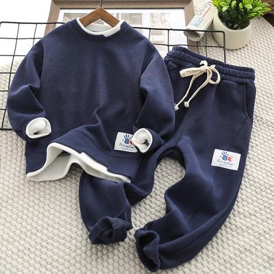 China New QUICK DRY Tracksuit Boys Set Print Sweatshirts Set Fleece Hoodies Two Piece Hoodies Sweat Suits For Kids for sale