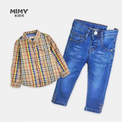 China Breathable Spring Autumn New Style Fashion Boys T-shirt And Jeans Pants 2 Pieces Clothing Set For Kids for sale