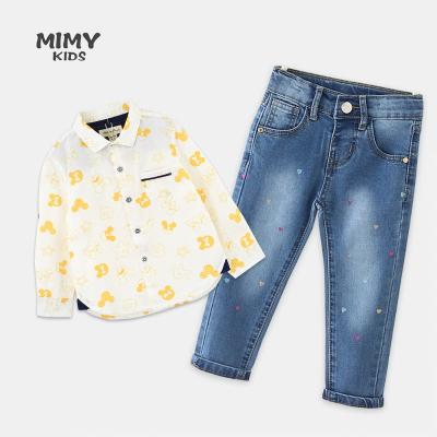 China Kids Compressed Clothes Sets Kids Long Sleeve Cartoon Shirt Jeans 2pcs Kids Boys Casual Suits For Spring for sale