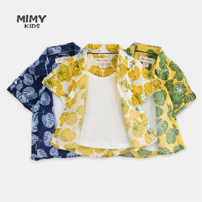 China Flower Shirt Boys Summer Two Compressed Shorts Set-Sleeved New Hawaiian Style Baby Vacation Beach Summer Kids Boys Slim Top Clothes for sale