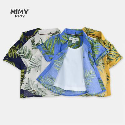 China Boys and Girls Cotton Casual Hawaiian Beach Compressed Floral Shirts for Boys Short Sleeve Flower Shirt for sale