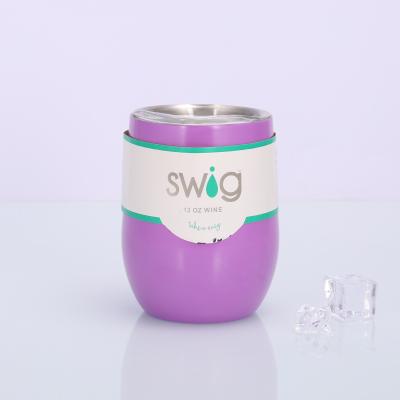 China Sustainable Wholesale Custom Eco-Friendly Vacuum Stainless Steel Wall Tumbler Logo Swig 12oz Double Cups for sale