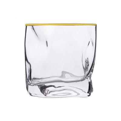 China Manufacturers Glass Gold Beer Whiskey Glass Mug Cups Clear Japanese Irregular Frosted Glass Mug for sale